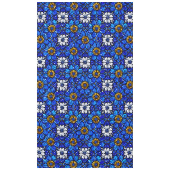 Toalha De Mesa Padrão de flores azuis (Frente)
