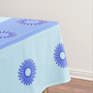 Toalha De Mesa Padrão de Flores Azul Claro Azul Escuro