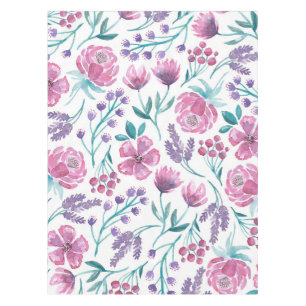 Toalha De Mesa Padrão de Flores de Água de Cor de Teal Púrpura, r