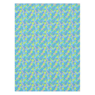 Toalha De Mesa Padrão de flores de Art Deco - azul e verde limão