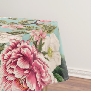 Toalha De Mesa Padrão de Flores do Jardim Botânico Vintage