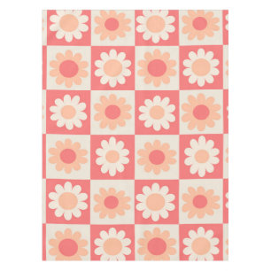 Toalha De Mesa Padrão de Flores Retron Fuzz de Pêssego Marcado