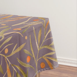 Toalha De Mesa Padrão de Folha de Aquarela Elegante Fundo Roxo
