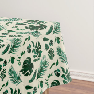Toalha De Mesa Padrão de Folhagem Tropical Molécula Verde e Folha