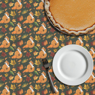 Toalha De Mesa Padrão de folhas de outono da raposa vermelha bolo