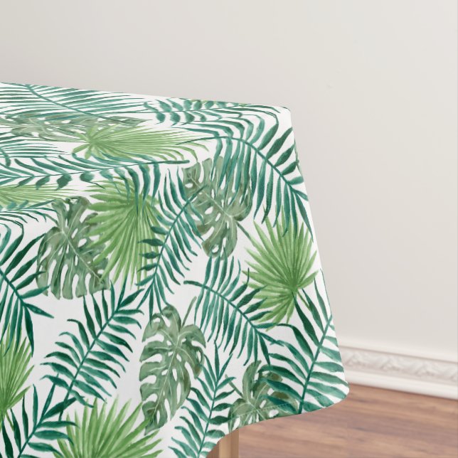 Toalha De Mesa Padrão de Folhas de Palmeiras Botânicas Tropicais (Posição Original)