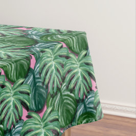 Toalha De Mesa Padrão de Folhas Tropicais - Folhagem Verde