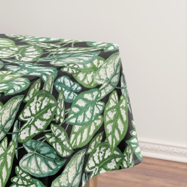 Toalha De Mesa Padrão de Folhas Tropicais Verdes (Posição Original)