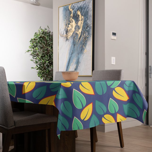 Toalha De Mesa Padrão de Folhas Verde e Amarelo (Table cloth)