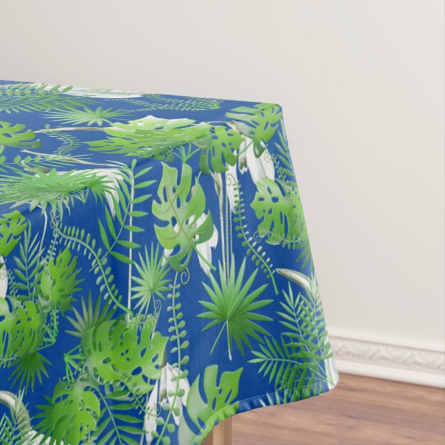 Toalha De Mesa Padrão de folhas verdes 3D 01x4 (Posição Original)