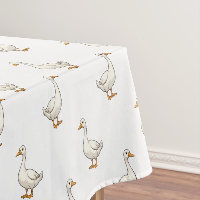 Toalha De Mesa Padrão de Ganso Branco Fofo (Posição Original)