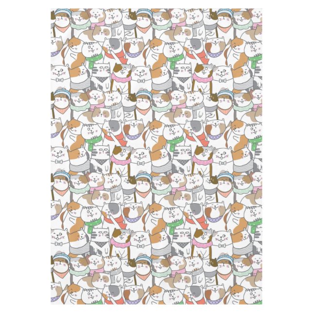 Toalha De Mesa Padrão de Gato Bonito (Frente)
