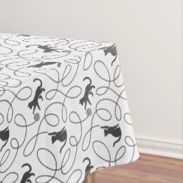 Toalha De Mesa Padrão de Gato Preto Divertido e Bola de Linha