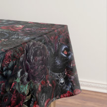 Padrão de Gato Preto Gótico e Flores Escuras