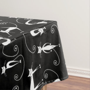 Toalha De Mesa Padrão de Gatos Brancos Esbranquiçados