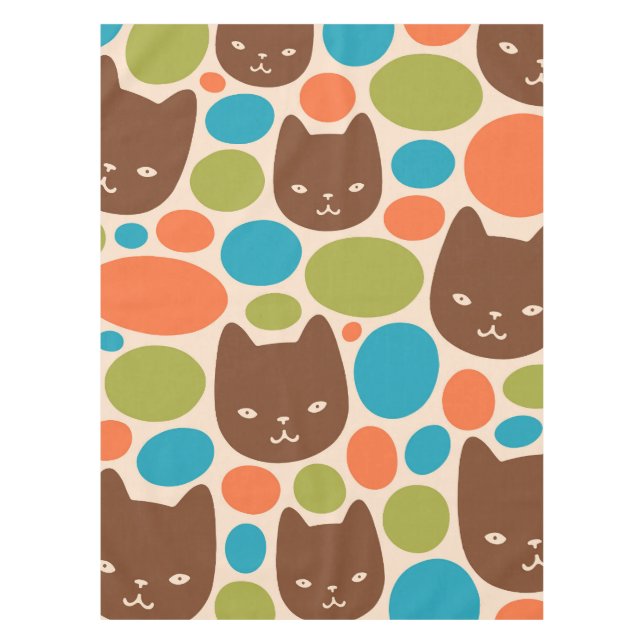 Toalha De Mesa Padrão de Gatos de bolinhas (Frente)