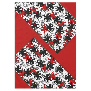 Toalha De Mesa Padrão de Geckos Mosaicos - preto vermelho