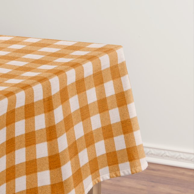 Toalha De Mesa Padrão de Gingham Branco e Laranja | Algodão Verif (Posição Original)
