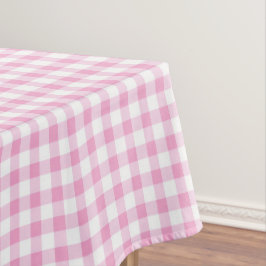 Toalha De Mesa Padrão de Gingham Branco e Rosa Elegante