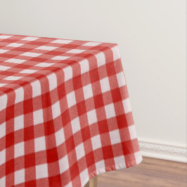 Toalha De Mesa Padrão de Gingham Branco e Vermelho | Algodão Veri