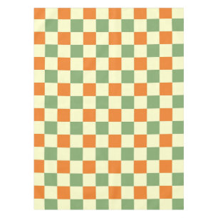 Toalha De Mesa Padrão de Gingham - Laranja Verde Marrom