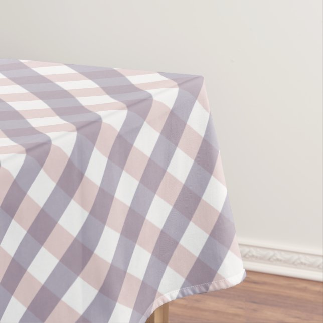 Toalha De Mesa Padrão de Gingham, Rosa e Púrpura, Brilhante, no D (Posição Original)
