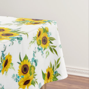 Toalha De Mesa Padrão de Girassol de Cores Aquáticas