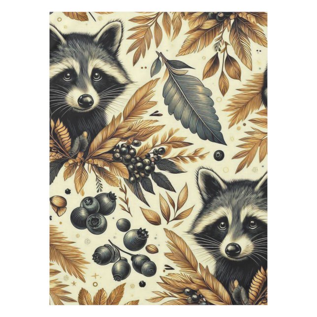Toalha De Mesa Padrão de guintage racoon (Frente)