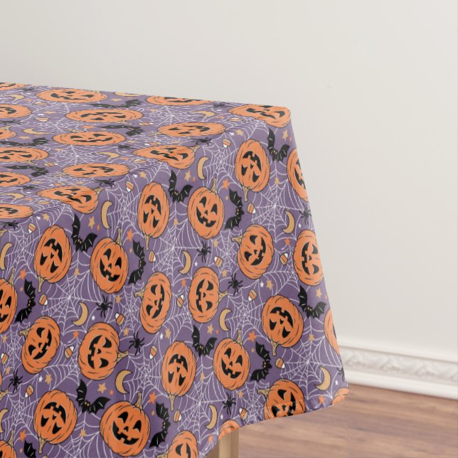 Toalha De Mesa Padrão de Halloween do Jack-O-Lanterna Roxo (Posição Original)