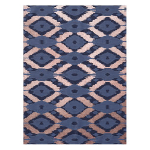 Toalha De Mesa Padrão de Ikat Azul de Marinho Dourado boêmico