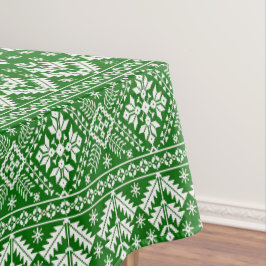 Toalha De Mesa Padrão de Ilha da Feira de Natal Verde e Branco