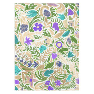 Toalha De Mesa Padrão de Ilustração de Folha Floral Dourada Color