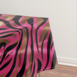 Toalha De Mesa Padrão de Impressão Animal Dourado de Zebra Rosa P