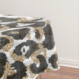 Toalha De Mesa Padrão de impressão de leopardo-de-ouro elegante