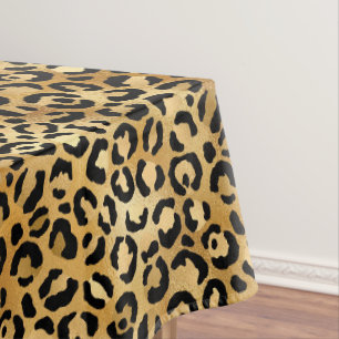 Toalha De Mesa Padrão de impressão do leopardo em Dourado e preto