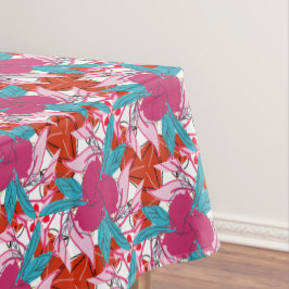 Toalha De Mesa Padrão de Impressão Floral de Turquesa Vermelha Qu