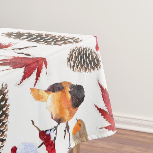 Toalha De Mesa Padrão de inverno da Aquarela Elegante (Posição Original)