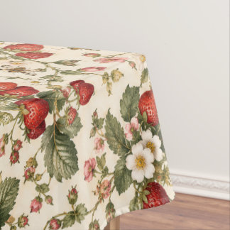 Toalha De Mesa Padrão de Jardim Botânico de Morango Vintage