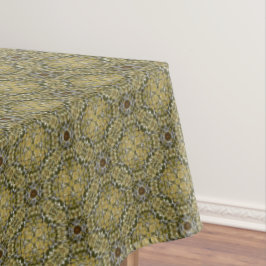 Toalha De Mesa Padrão de Knit de Vintage Verde e Dourado