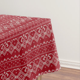 Toalha De Mesa Padrão de Knit Escandinavo Vermelho Festivo e Bran