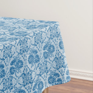 Toalha De Mesa Padrão de Lace Faux Floral Azul do Indigo Personal