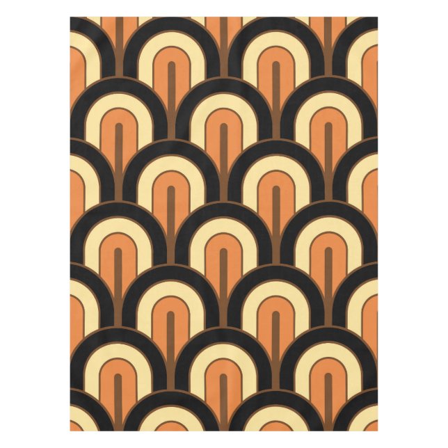 Toalha De Mesa Padrão de Leque Geométrico Gradado Retro (Frente)