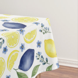 Toalha De Mesa Padrão de Limão Country Francês Azul