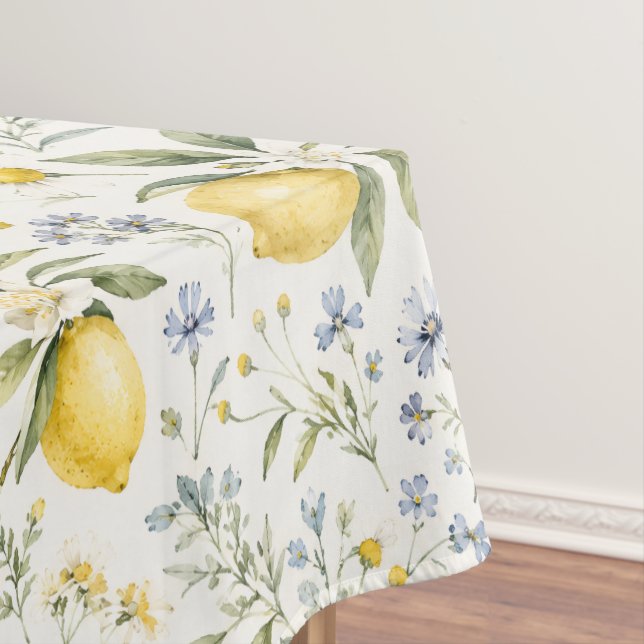 Toalha De Mesa Padrão de limão e flores silvestres no estilo fran (Posição Original)