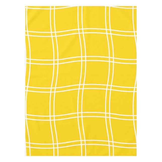 Toalha De Mesa Padrão de Linhas de Grelha Amarelo do Abstrato na  (Frente)