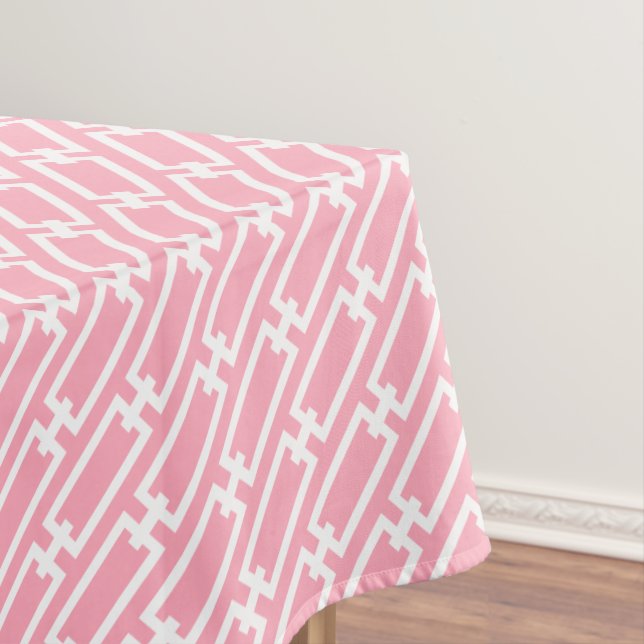 Toalha De Mesa Padrão de Links Geométricos Rosa (Posição Original)