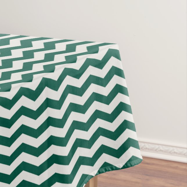 Toalha De Mesa Padrão de listra ziguezague em chevron verde-teal (Posição Original)