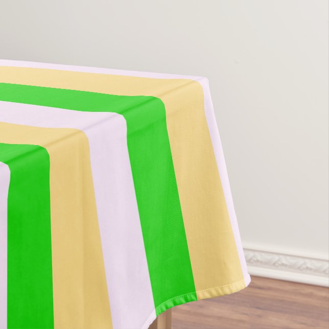 Toalha De Mesa Padrão de listras verdes, brancas e laranja (Posição Original)