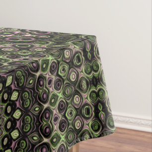 Toalha De Mesa Padrão de Mandala Caleidoscópio Verde e Preto