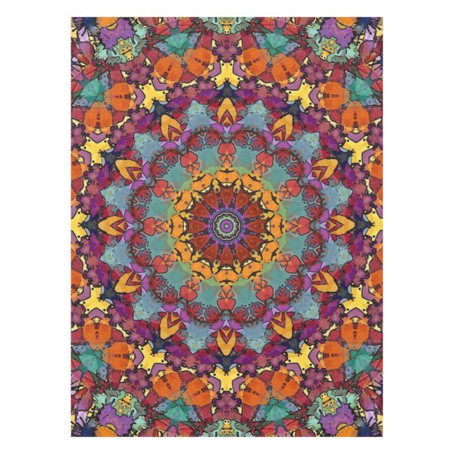 Toalha De Mesa Padrão de Mandala de Caleidoscópio Fractal-64351 (Frente)